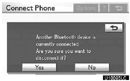 When another Bluetooth device is currently connected, this screen is displayed.