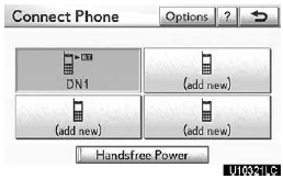 Changes between “On” and “Off” every time you touch “Handsfree Power”.