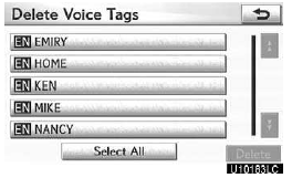 2. Select the desired data or touch “Select All”, then touch “Delete”.