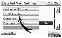 4. Touch ““ Off” Function”.