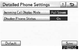 1. Touch “Incoming Call Display Mode”.