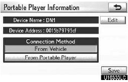 Select desired connection method “From Vehicle” or “From Portable Player”