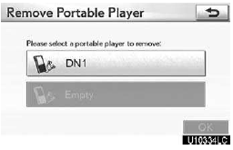 2. Select the portable player you want to delete and touch “OK”.