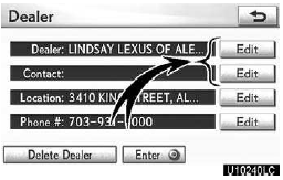 1. Touch “Edit” of “Dealer” or “Contact”.