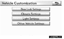 4. Select the setting to be changed.