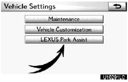 3. Touch “LEXUS Park Assist”.