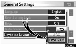 4. Touch “ABC” or “QWERTY” of “Keyboard Layout” to choose the keyboard layout.