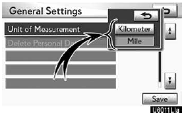 4. Touch “Kilometer” or “Mile”.
