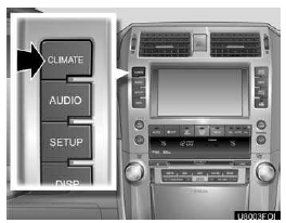 Push the “CLIMATE” button to display the air conditioning control screen.