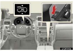 When the height control OFF switch is pressed with the vehicle stopped, the vehicle