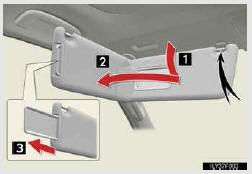 1. To set the visor in the forward position, flip it down.
