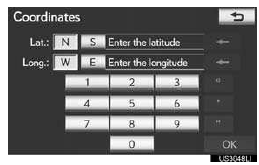 4 After inputting the latitude and longi-