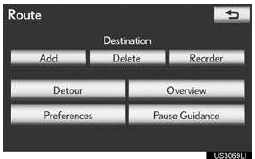 3 Touch a screen button to select the de-