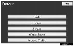 “1 mile (km)”, “3 miles (km)” or “5 miles
