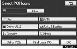 ●By touching the desired POI category and