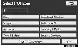 ●The selected category’s icon will appear on