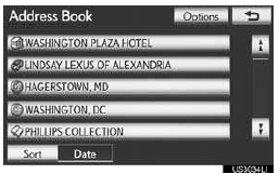 ● A list of registered address book entries is