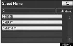 • When the desired street name is