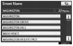 ●When the desired street name is selected,