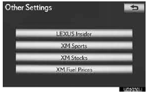 4 “LEXUS Insider Settings” screen is displayed