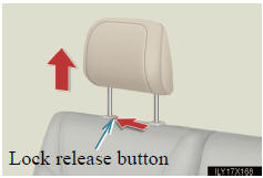 Pull the head restraint up while pressing