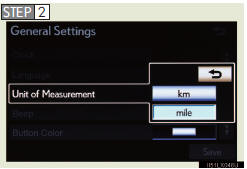 Touch “km” or “mile”.