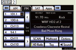 Touch the “AM” or “FM” tab