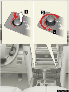1 Press the knob to release it.