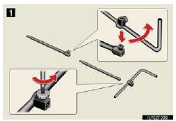 2.Assemble the jack handle extension bar and the jack han- dle and tighten the