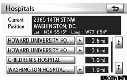 4. Touch the button of the desired destination.
