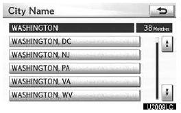 5. Touch the button of the desired city name from the displayed list.
