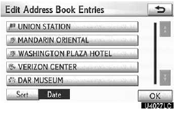 5. Touch the button of the desired address book entry.