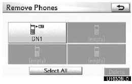 3. Select the desired phone or touch “Select All”, then touch “Delete”.