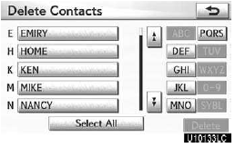 2. Select the desired data or touch “Select All”, then touch “Delete”.