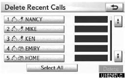 3. Select the desired data or touch “Select All”, then touch “Delete”.